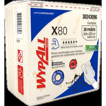 WypAll® Paños de limpieza X80 Color amarillo Doblados con Power
