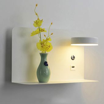 Luz a la pared del LED con el interruptor y la lámpara USB Interfaz de iluminación interior ligera del arte 