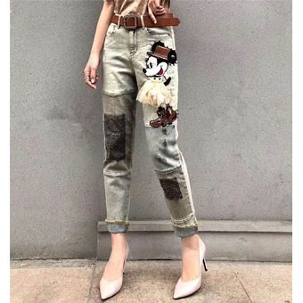 Z 172 Brilliant Jean Embroidered Mujer Trousers Azul 