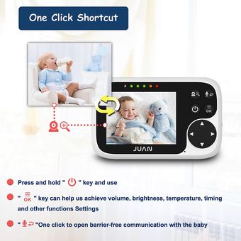 JUAN Monitor de video para bebés con cámara y audio, monitor de cámara para  bebés sin WiFi con pantalla IPS de 3.2 pulgadas para