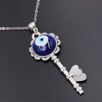 1PC Blue Glass 30mm Evil Eye Pendants Necklace For Women M ~ 
