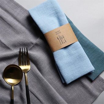 Paño de lino de algodón servilleta de poliéster pañuelo de tela para la cena fiesta de Navidad platos sólidos servilletas Mesa decorativa 