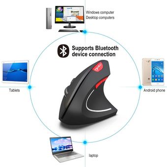 Ratón ergonómico Vertical Bluetooth recargable USB 2.4G inalámbrico 