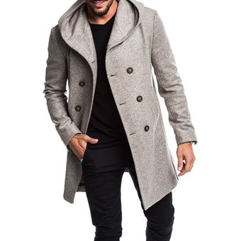 Otoño Invierno abrigo largo de lana para hombre abrigo informal vestir 