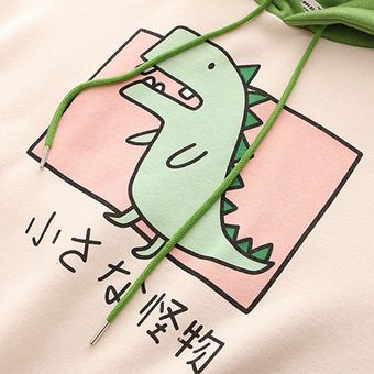 Sudadera con capucha de manga larga dinosaurio Impresión de invierno Dinosaurio Contraste Color Hoodie 