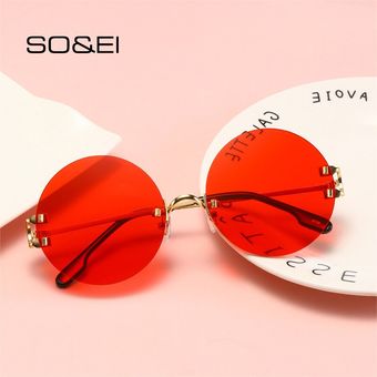 Diseñadora demujer Soei gafas de sol redondas sin marco Sra 