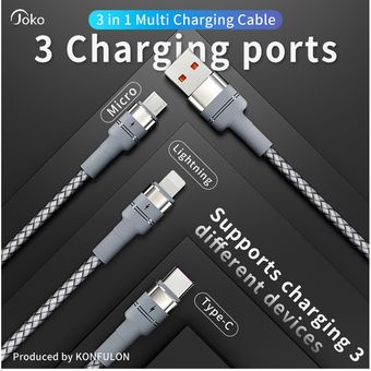 3 en 1 Multi Cable de Carga, [1.2M] Multi USB Cargador Cable GENERICO