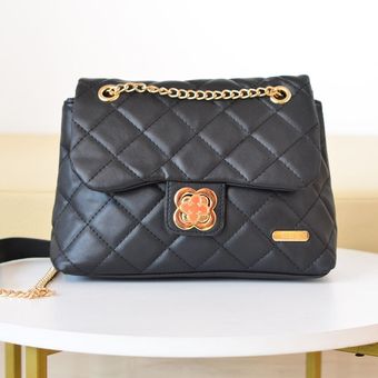 Bolso Manos Libres Negro Con Cadena Para Mujer