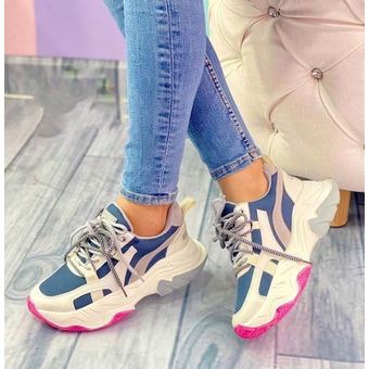 Tenis Beige Azul Fucsia Zapatillas Zapatos Mujer Moda Casual | Linio Colombia - GE063FA19BZV1LCO