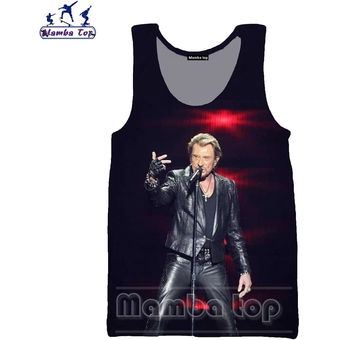 Camiseta de Johnny Hallyday con estampado 3D de cantante de Rock de Mamba camiseta Punk de verano 
