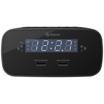 Radio Reloj Despertador Digital Fm Doble Cargador Usb Steren