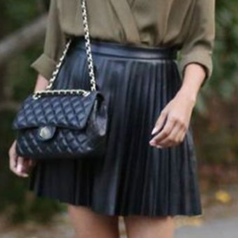 Falda corta negra r Minifaldas plisadas de cintura alta para mujer 