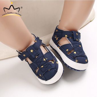 Sandalias antideslizantes de algodón suave para bebés zapatos infantiles para primeros pasos con estampado de estrellas para exteriores verano 