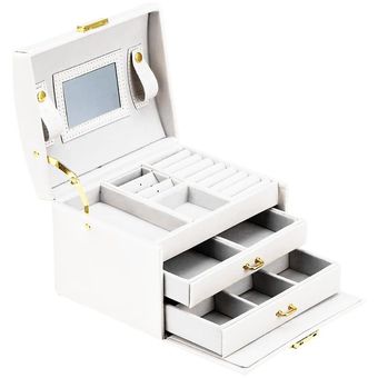 GENERICO Caja De Almacenamiento De Joyas Joyero Blanco