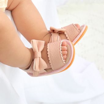 Sandalias antideslizantes con lazo para bebés zapatos de fondo suave para primeros pasos de princesa para verano 