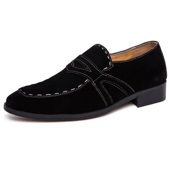 cuero de gamuza calzado vestido de fiesta mocasines de ocio Zapatos formales de lujo para hombre negro 
