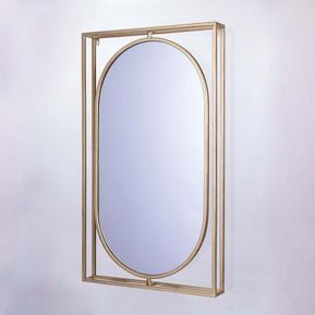 Espejo rectangular oval dorado  66x100 cm