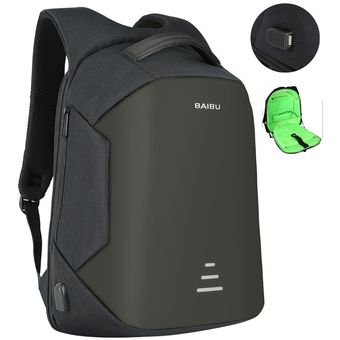 hombres mochila Anti   Portátil Bolsa impermeable USB carga escuela viaje bolsas 15,6 pulgadas hombres moda Oxford mochila hombre WOT #Logo-black 