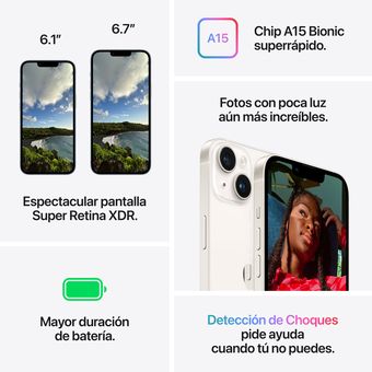Celular Reacondicionado iPhone 14 128GB Super Retina XDR 6.1 Pulgadas-  Negro Medianoche, Apple
