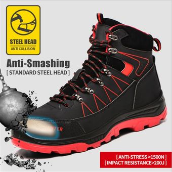 envío directo zapatillas ligeras de trabajo transpirables zapatos indestructibles Ryder Botas de seguridad con punta de acero para hombre y mujer 