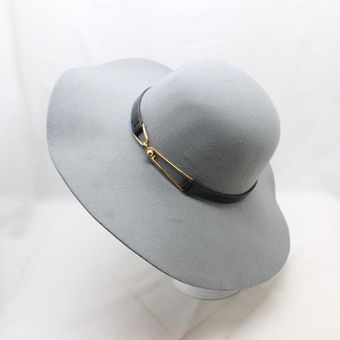sombrero mujer ala ancha sombrero bombín de fieltro Fedora Floppy Su 
