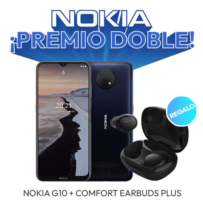 Combo Nokia G10 Azul 64GB + Nokia Comfort Earbuds Plus Negro De Regalo