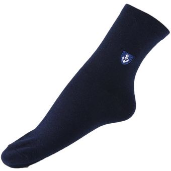 2 pares de calcetines de negocios casuales bordados de color sólido calcetines de algodón para hombres y Azul oscuro 