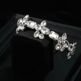 Diademas barrocas con gemas de cristal para mujer accesorios de diamantes para el cabello diadema de perlas para niñas vinchas de flores diadema para la cabeza Azul real 