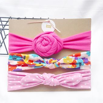 3 unidsset diadema de bebé bonita turbante flor bebé reci 