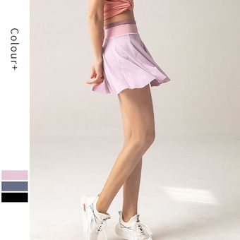 Pantalones cortos deportivos de malla transpirable faldas de baile para mujer 2 en 1 pantalo #Pink 