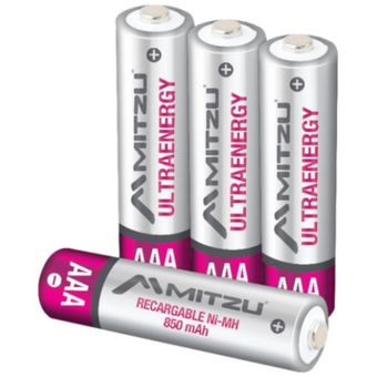 Pilas Recargables Baterías AAA MITZU 4 piezas AAA 850 mAh