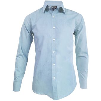 Camisa Casual Slim Fit En Algodón Azul Talla 3Xl 