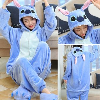 manta para dormir viñetas de animales Pijama de punto de León para niños traje de invierno-Blue Stitch 
