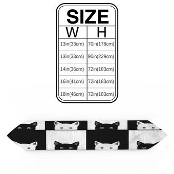 Geométricas negras blancas tartán gato camino de mesa bandera decora 