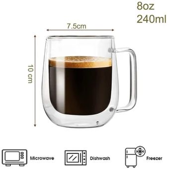  Tazas de espresso, taza de café de doble pared de 5.8 oz para  bebidas, latte, café moca y té : Hogar y Cocina