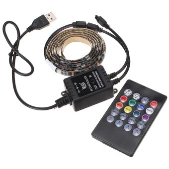 Negro 100cm RGB 5050 USB LED Franja cambio de color de la TV Bar música de fondo Luz 