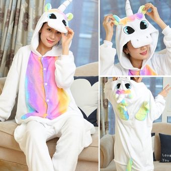 Children's Pajamas For Boys Girls Unicorn Pajamas Flannel Kids Stitch Pijamas Suit Animal Sleepwear Winter Cat s Homewear-Blue Unicorn 