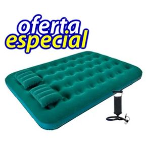 Colchón Inflable Doble + Almohadas y Bomba Inflable