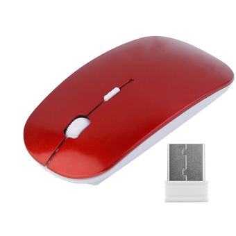2,4 GHz Wireless Optical Mouse 4 teclas de PC Ratones del ordenador USB 2.0 ergonómicamente rojo 
