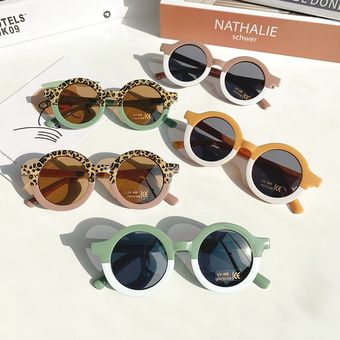 de doble Color Gafas de sol redondas con forma de oso para niños y niñas con protección UV400 anteojos de sol infantiles con forma de leopardo 