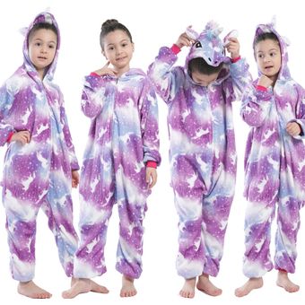 pijama pijama disfraz-L020 unicornio Pigiama-Mono de franela de dibujos animados para niñas arcoíris 