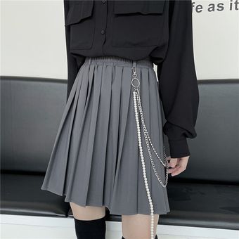 minifaldas de cintura a Faldas plisadas de estilo gótico para mujer 