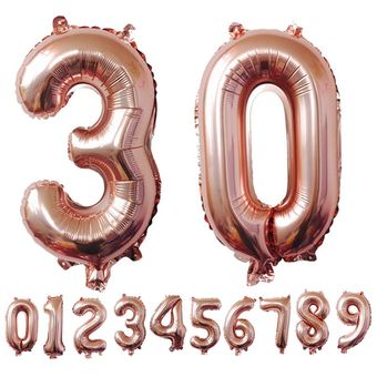 Número de oro rosa de aluminio globos de aire bolas Decoración feliz cumpleaños 