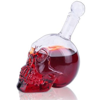 Botella creativa cráneo botella de vino del cráneo de cristal de la botella de vino Vodka calavera de cristal 