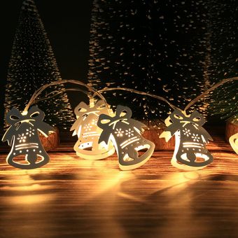 BZ111010LED Metal Bell Christmas String Warm White Home Party Luces interiores 