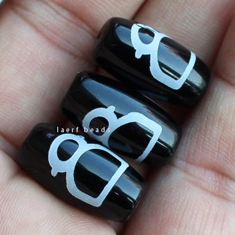 Perlas Negras De 10x20mm Perlas De Ágata Ovaladas Tibetanas 