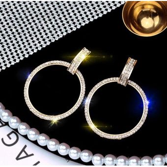 Borde Rectángulo Dorado Pendientes De Mujer De Cristal Borde Rectángulo Dorado Pendientes De Mujer De Cristal