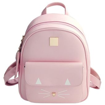 Bolsa de dibujos animados lindo estilo de la universidad mochila sencilla Moda Ocio mochila de hombro lindo del gato Mini PU para mujeres o niñas 