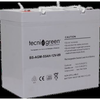 Batería Solar 12v 55ah AGM Recargable - Tecnigreen