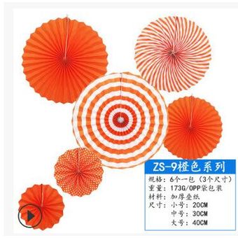 8 unidsset chino impresión Vintage rueda para tejidos colgante de papel Fans a 